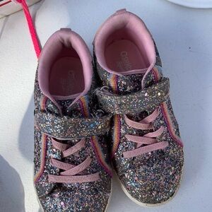 Oshgosh size 12 M Kids Glitter Sneakers with Pink Accents
